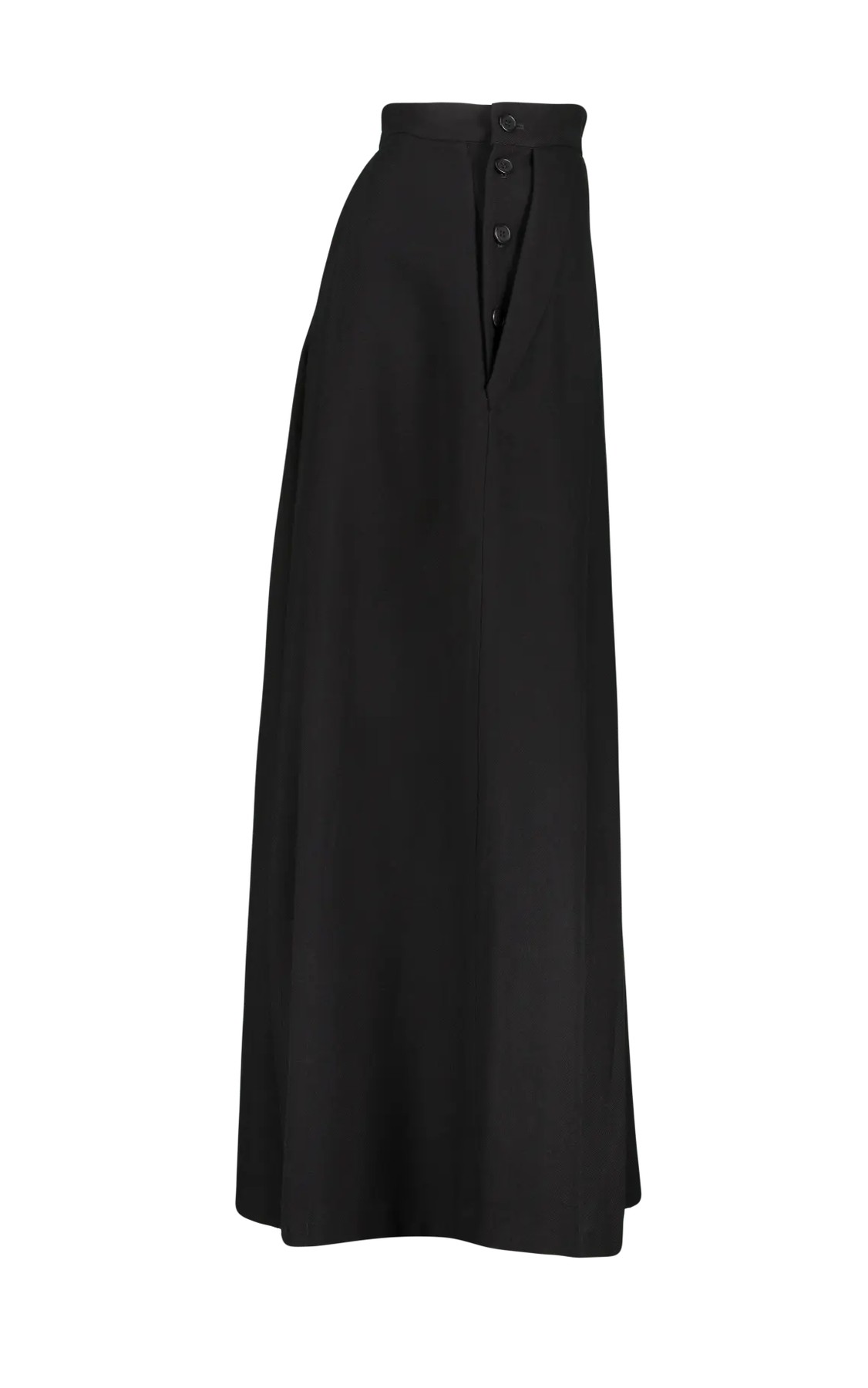 Hakama Wool Trousers, flat — side with buttons