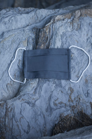 Blue Gray Cotton Pleated Mask